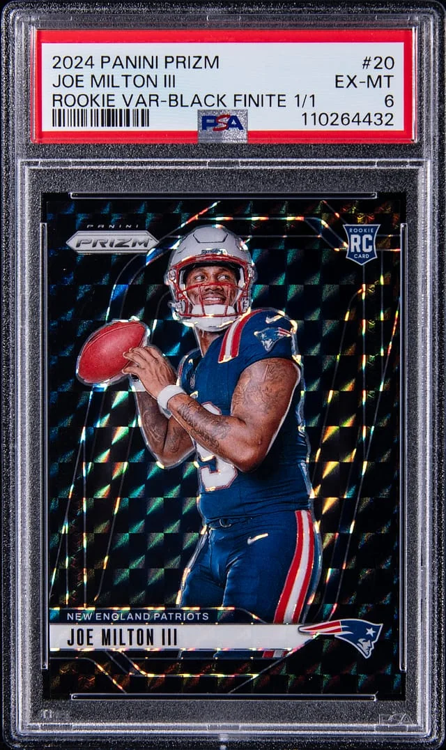 2024 Panini Prizm Joe Milton III Variation Black Finite Prizm #20 card image