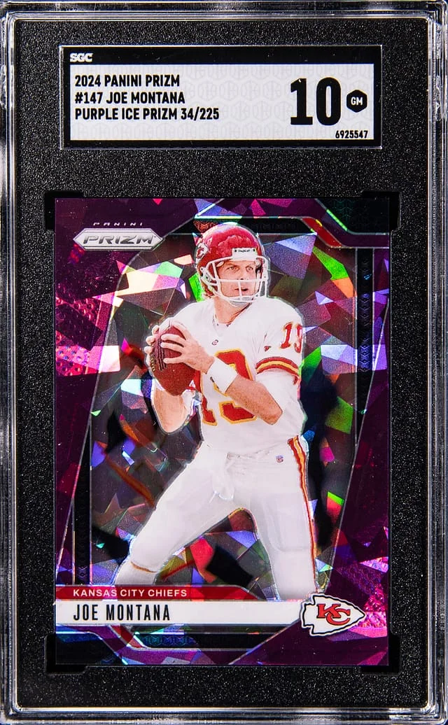 2024 Panini Prizm Joe Montana Purple Ice Prizm #147 card image
