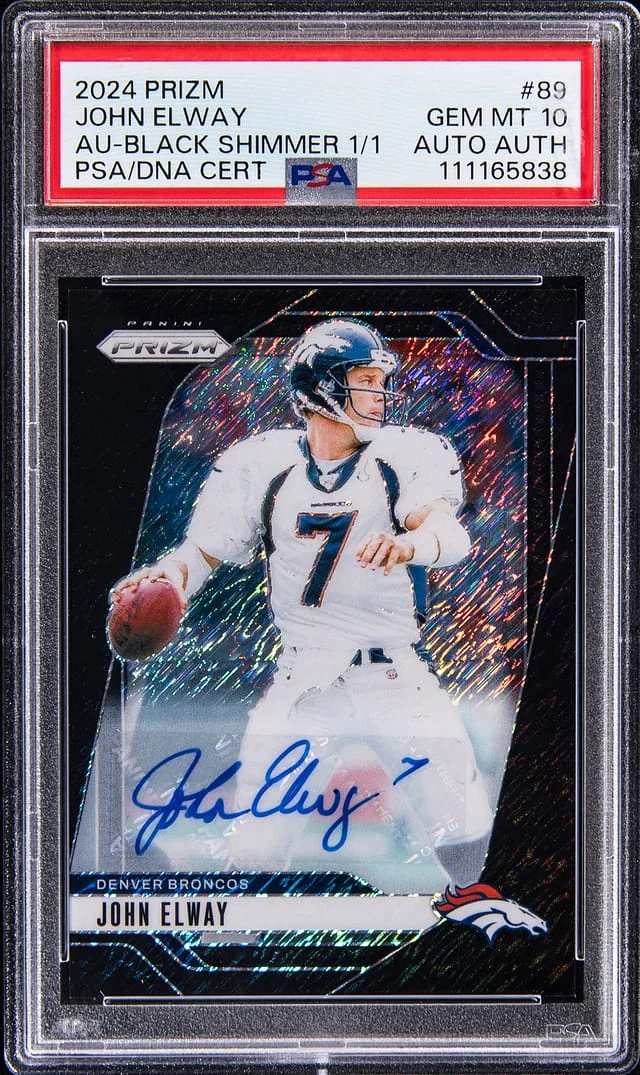 2024 Panini Prizm John Elway Autographs Black Shimmer Prizm #89 card image