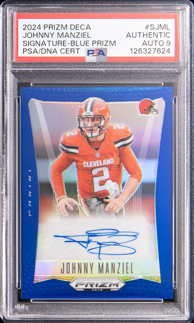 2024 Panini Prizm Johnny Manziel Deca Signature Blue Prizm #S-JML card image