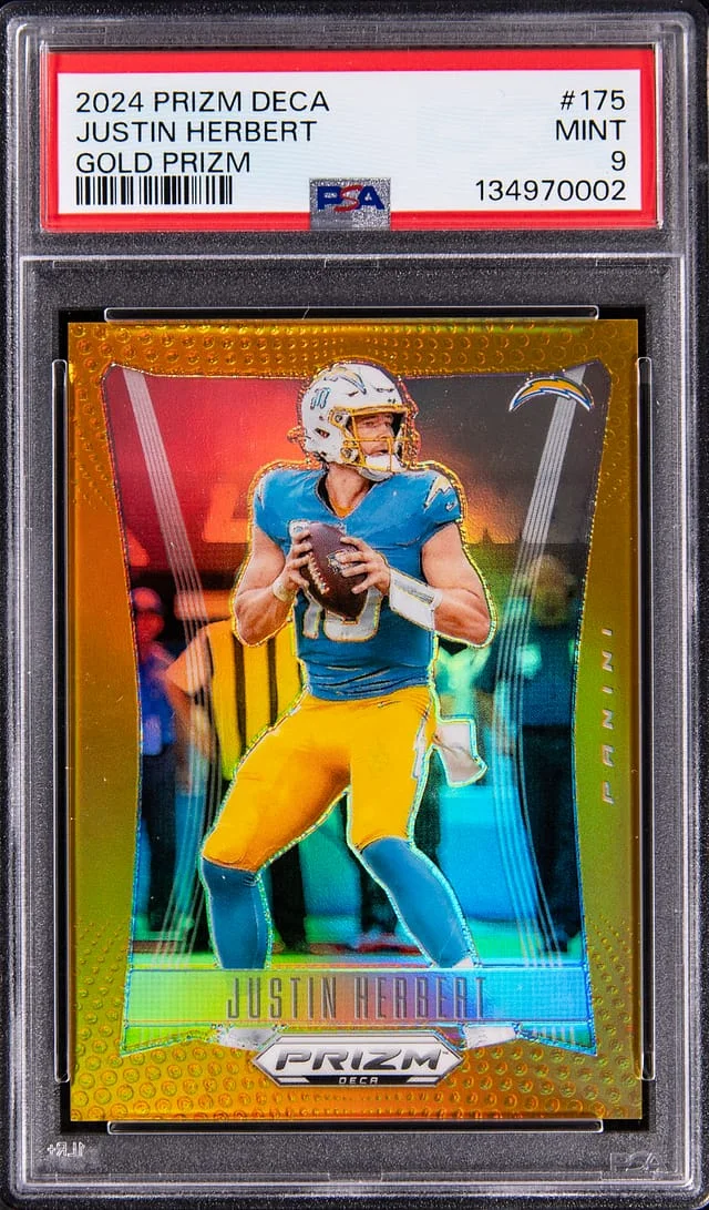 2024 Panini Prizm Justin Herbert Deca Gold Prizm #175 card image
