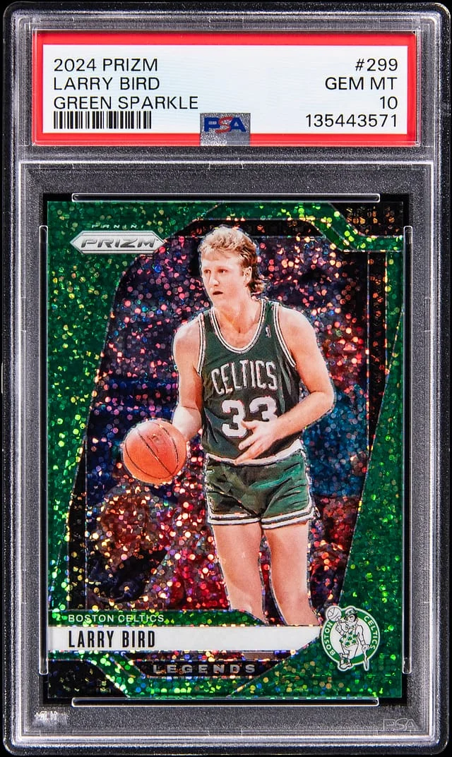2024 Panini Prizm Larry Bird Green Sparkle #299 card image