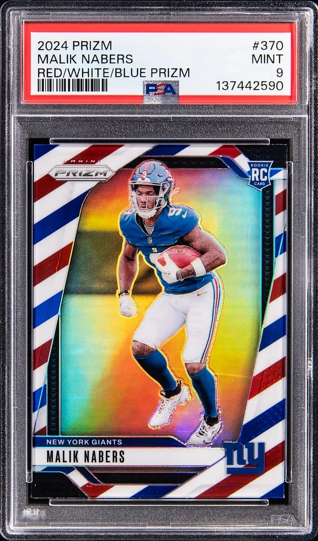 2024 Panini Prizm Malik Nabers Red/White/Blue Prizm #370 card image
