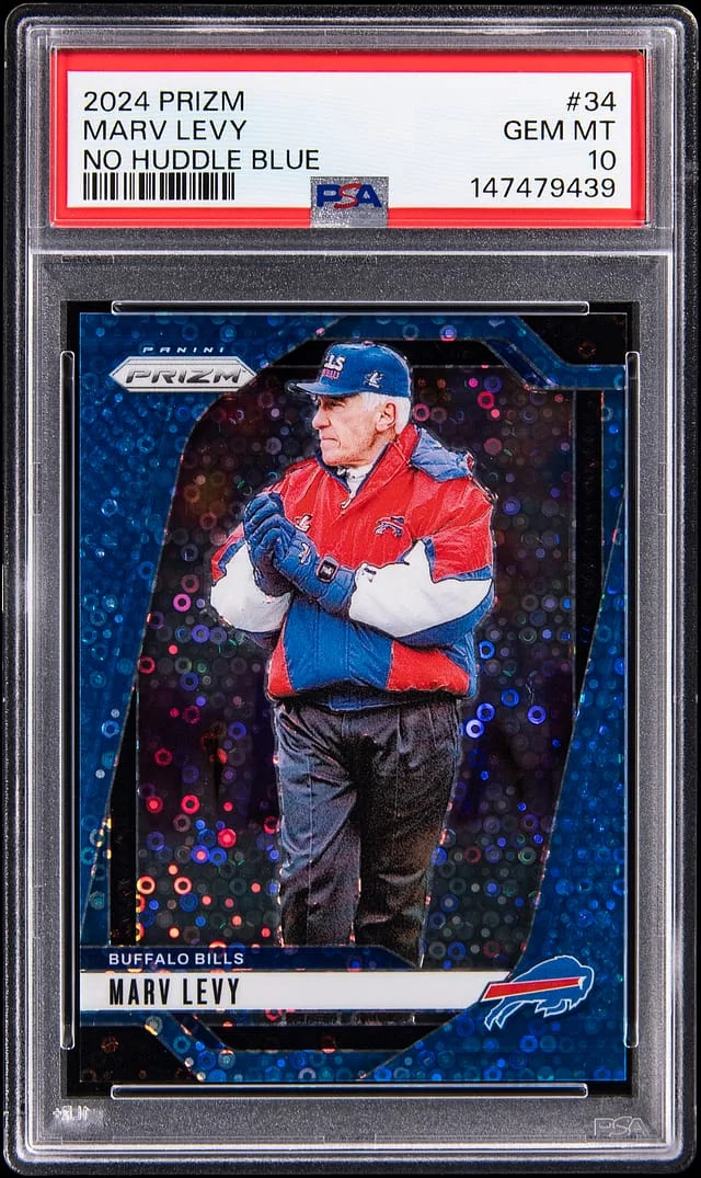2024 Panini Prizm Marv Levy No Huddle Blue #34 card image