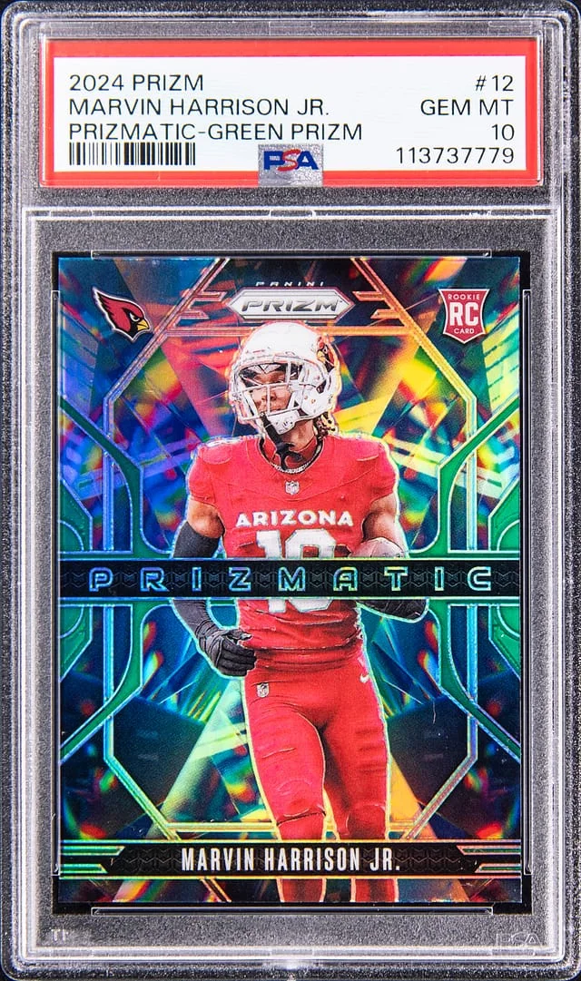 2024 Panini Prizm Marvin Harrison Jr. Prizmatic Green Prizm #12 card image