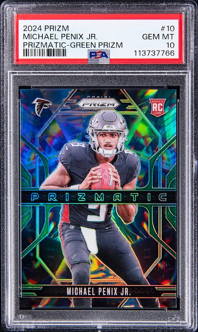 2024 Panini Prizm Michael Penix Jr. Prizmatic Green Prizm #10 card image