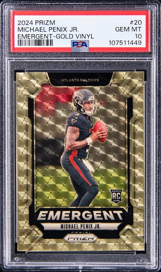 2024 Panini Prizm Michael Penix Jr Emergent Gold Vinyl #20 card image