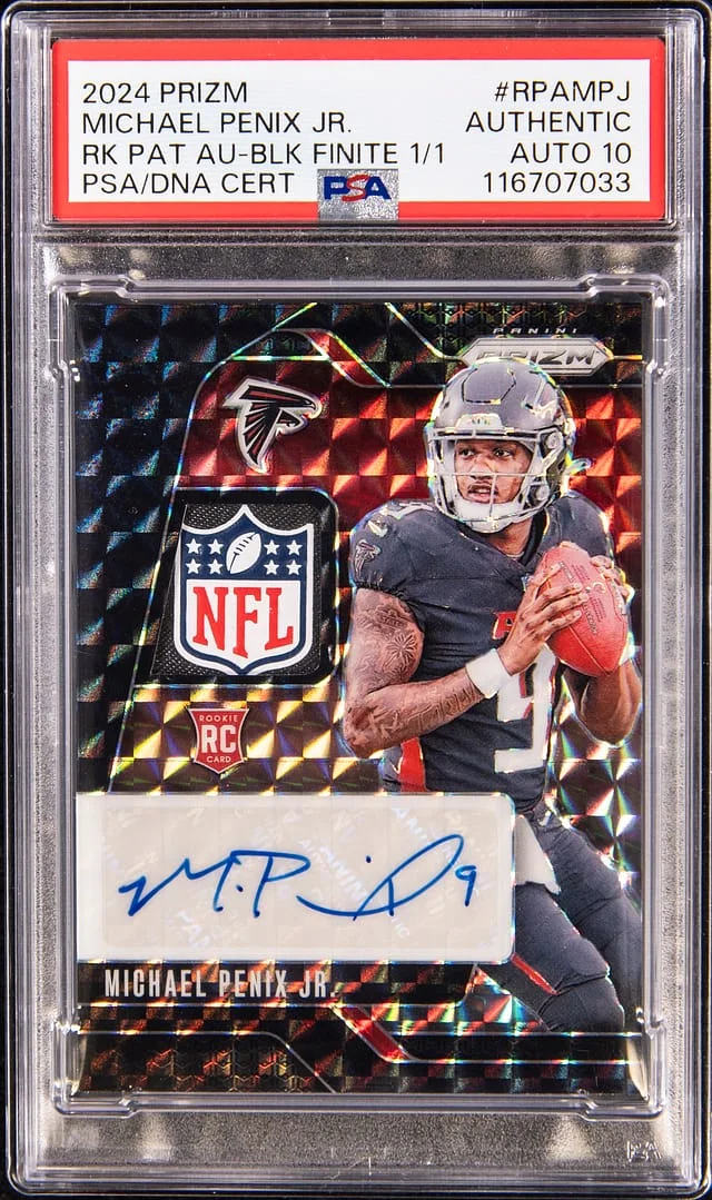 2024 Panini Prizm Michael Penix Jr. Patch Autograph Black Finite Prizm #RPA-MPJ card image
