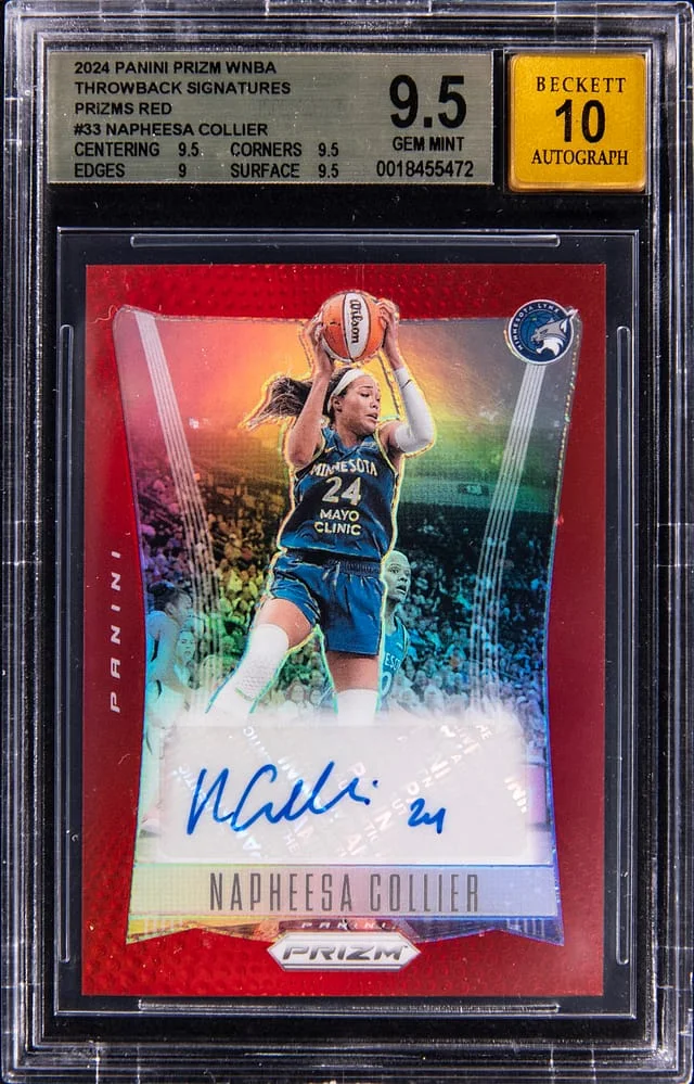 2024 Panini Prizm Naphessa Collier WNBA Throwback Signatures Prizms Red #33 card image