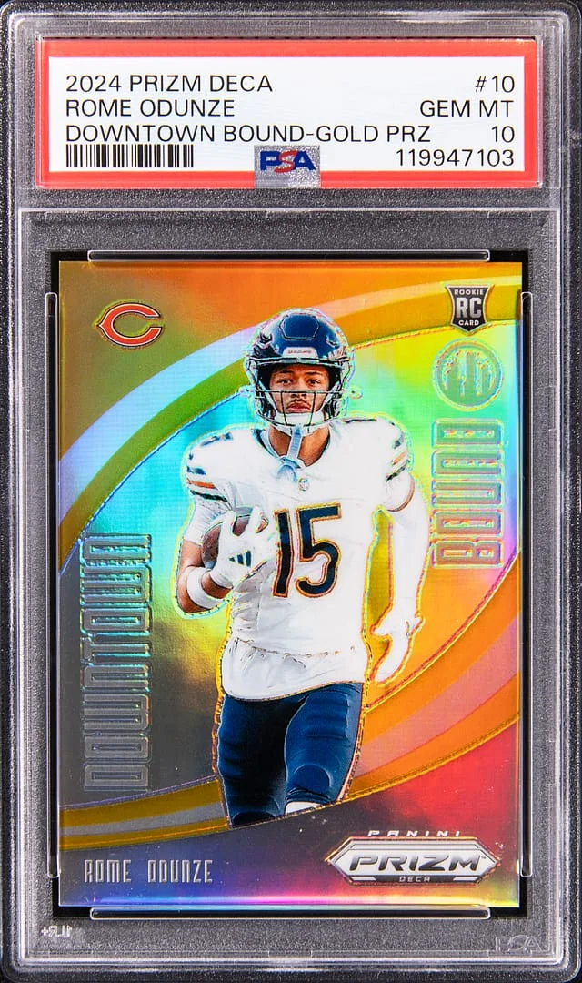 2024 Panini Prizm Rome Odunze Deca Downtown Bound Gold Prizm #10 card image