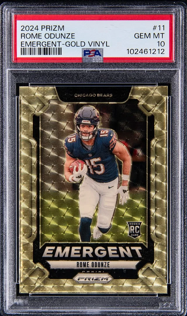 2024 Panini Prizm Rome Odunze Emergent Gold Vinyl Prizm #11 card image