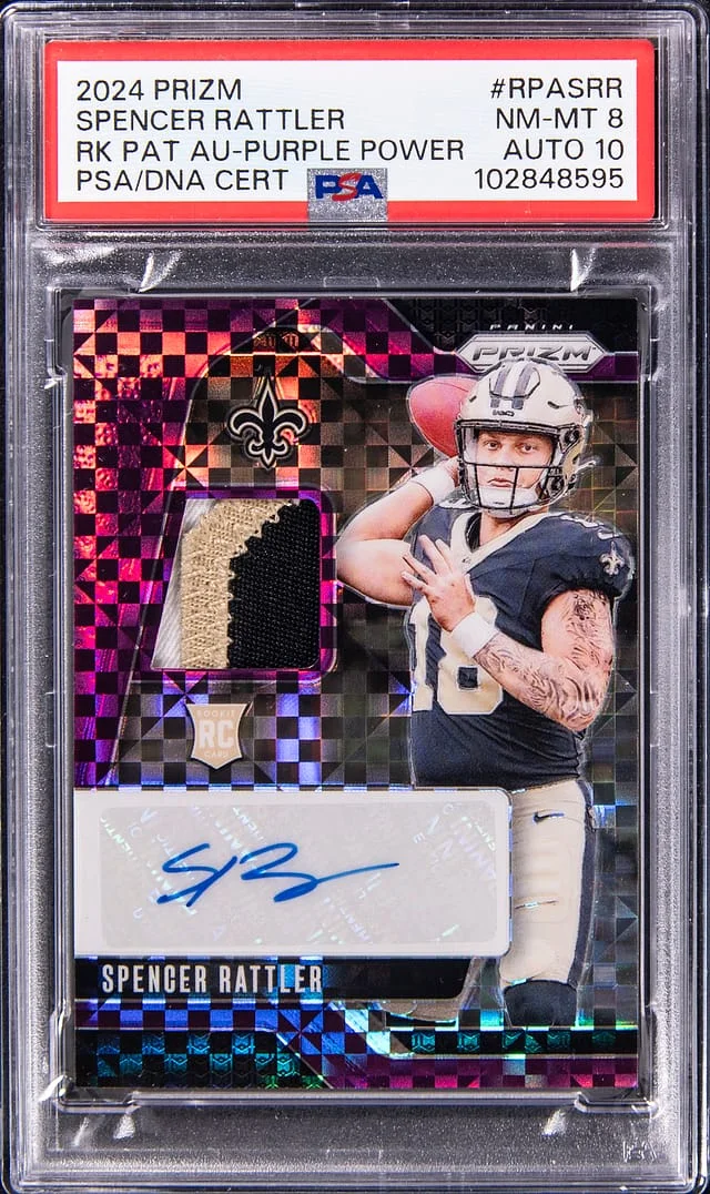 2024 Panini Prizm Spencer Rattler Patch Autographed Purple Power #RPA-SRR card image