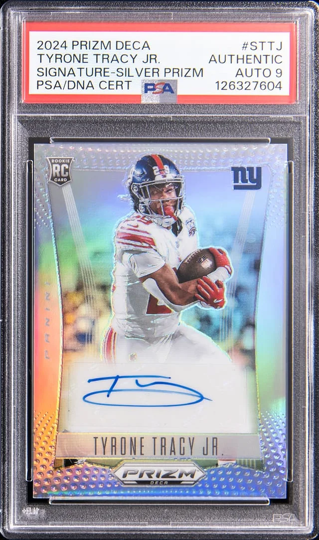 2024 Panini Prizm Tyrone Tracy Jr. Deca Signature Silver Prizm #S-TTJ card image