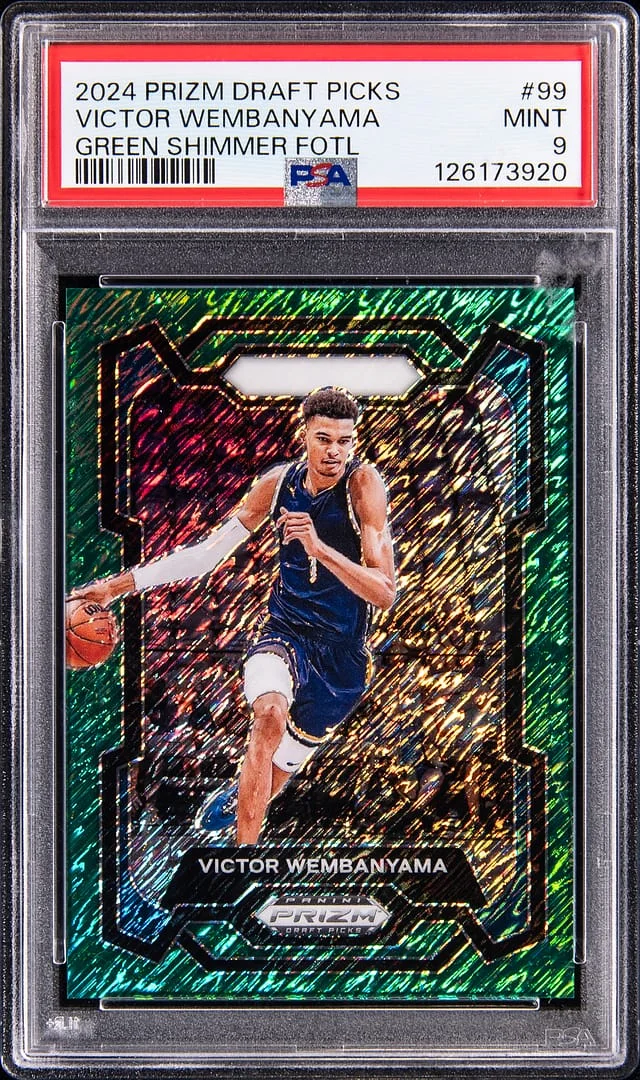 2024 Panini Prizm Victor Wembanyama Green Shimmer FOTL #99 card image