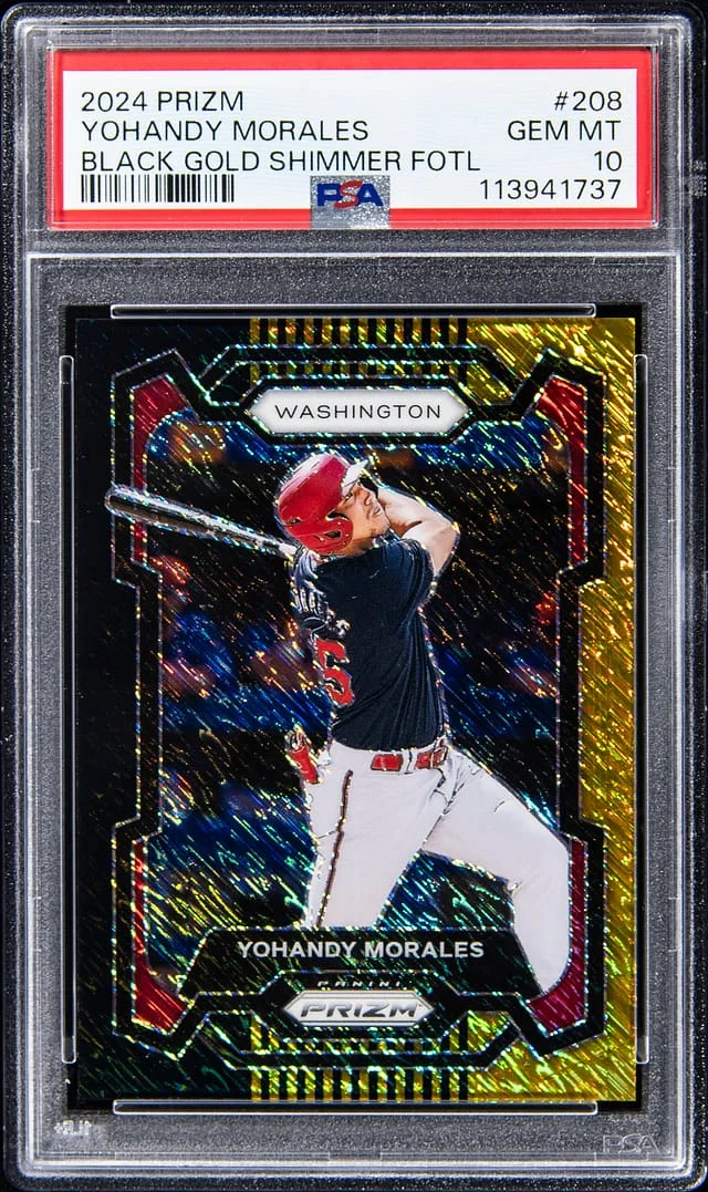 2024 Panini Prizm Yohandy Morales Black Gold Shimmer First Off The Line (FOTL) #208 card image