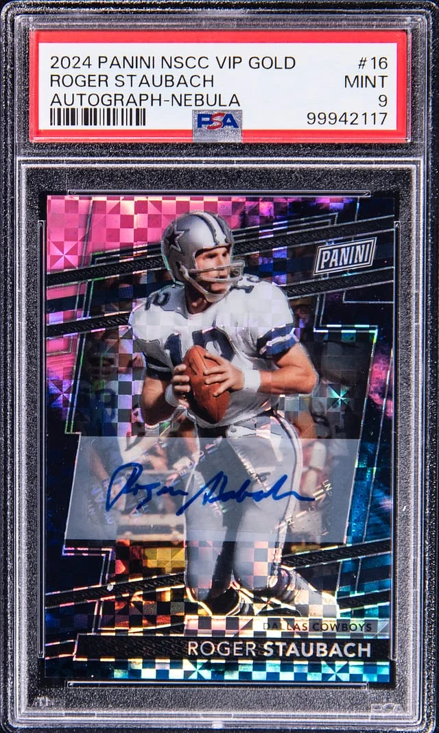 2024 Panini Roger Staubach NSCC VIP Gold Autograph Nebula #16 card image