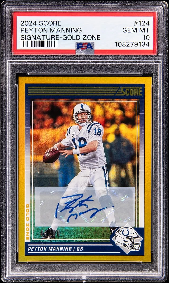 2024 Panini Score Peyton Manning Signature Gold Zone #124 card image