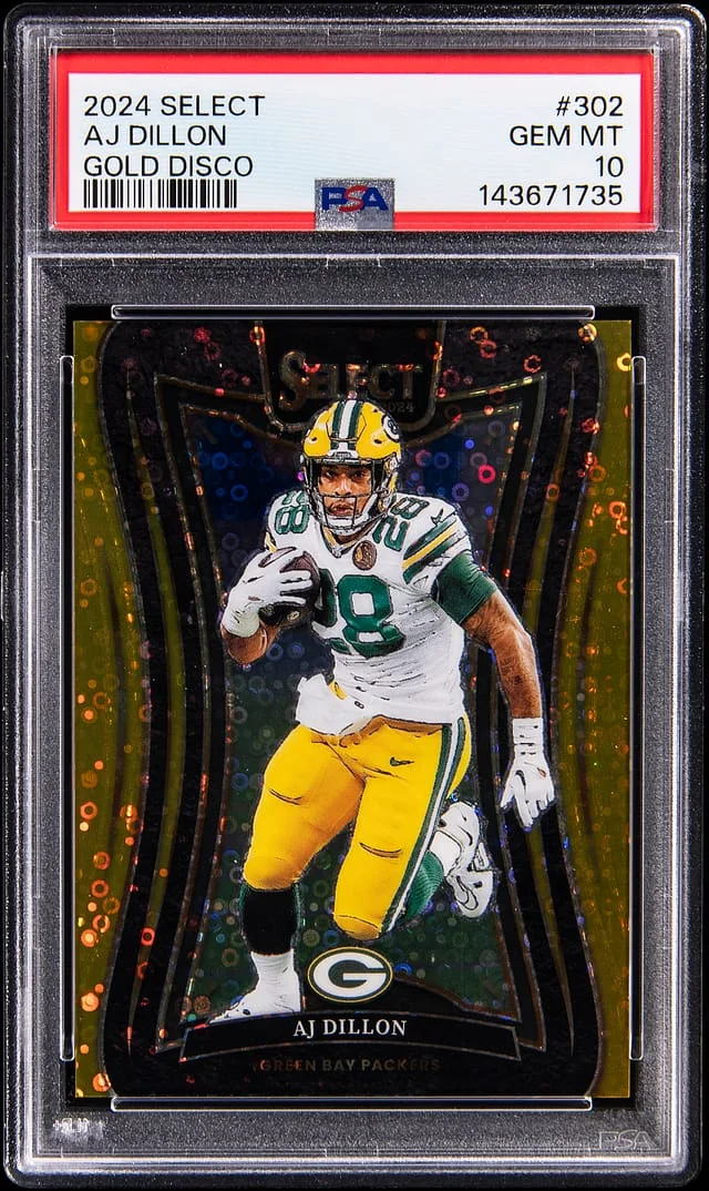 2024 Panini Select AJ Dillon Gold Disco #302 card image