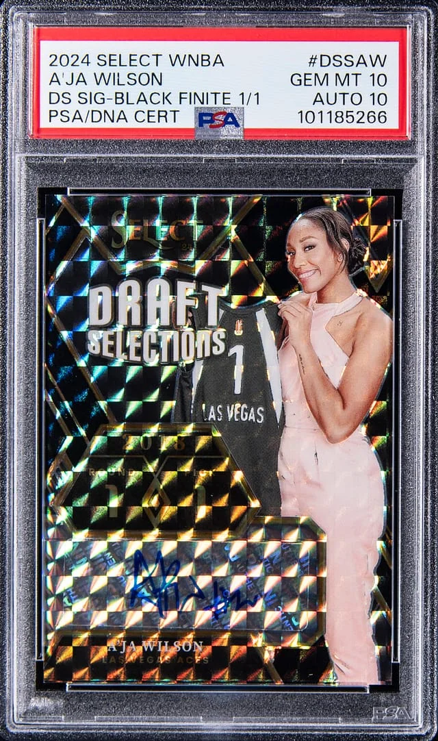 2024 Panini Select A'ja Wilson WNBA Draft Selections Signatures Black Finite Prizm #DSS-AW card image