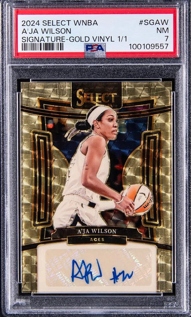 2024 Panini Select A'ja Wilson WNBA Signatures Gold Vinyl #SG-AW card image