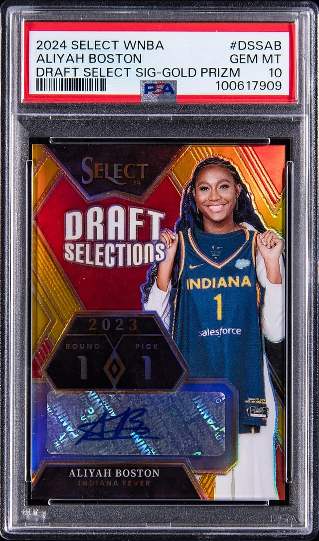 2024 Panini Select Aliyah Boston WNBA Draft Selections Signatures Gold Prizm #DSS-AB card image