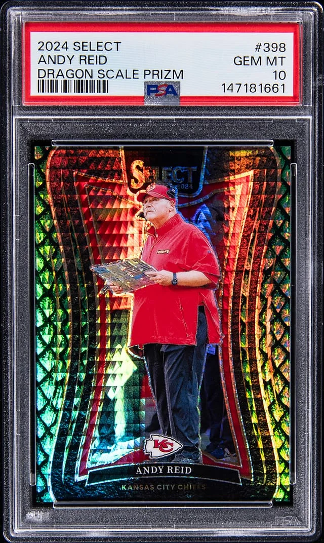 2024 Panini Select Andy Reid Dragon Scale Prizm #398 card image