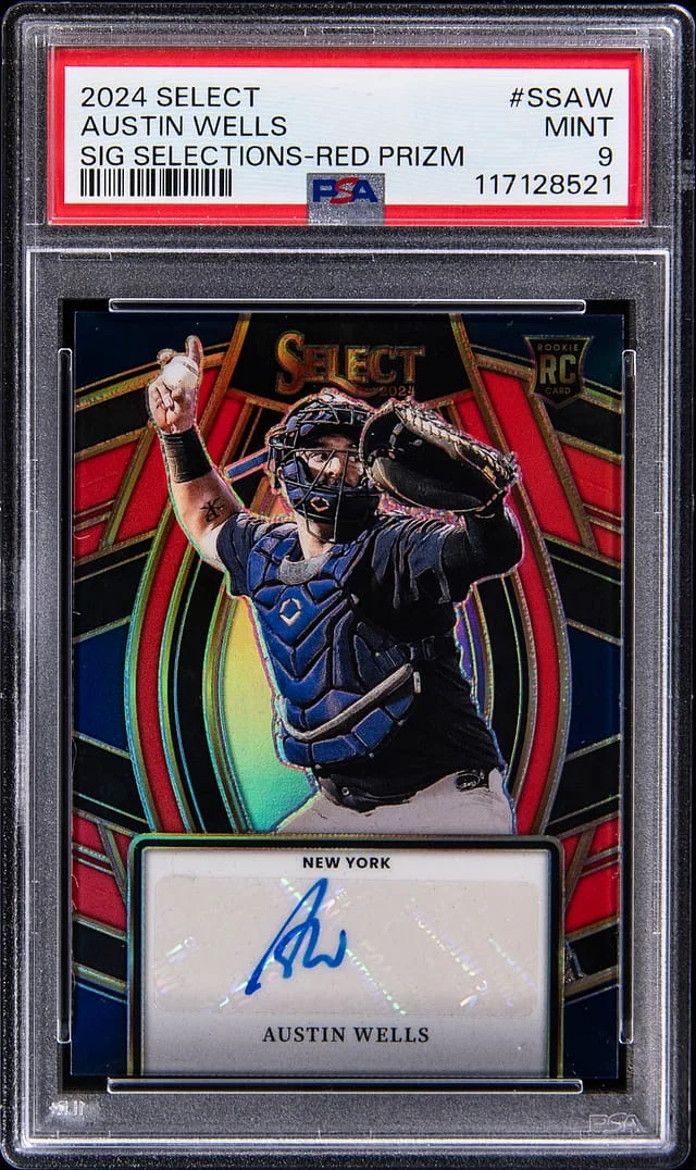 2024 Panini Select Austin Wells Signature Selections Red Prizm #SS-AW card image