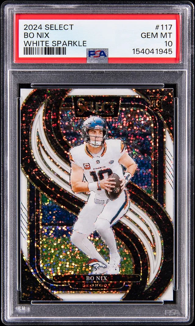 2024 Panini Select Bo Nix White Sparkle Prizm #117 card image