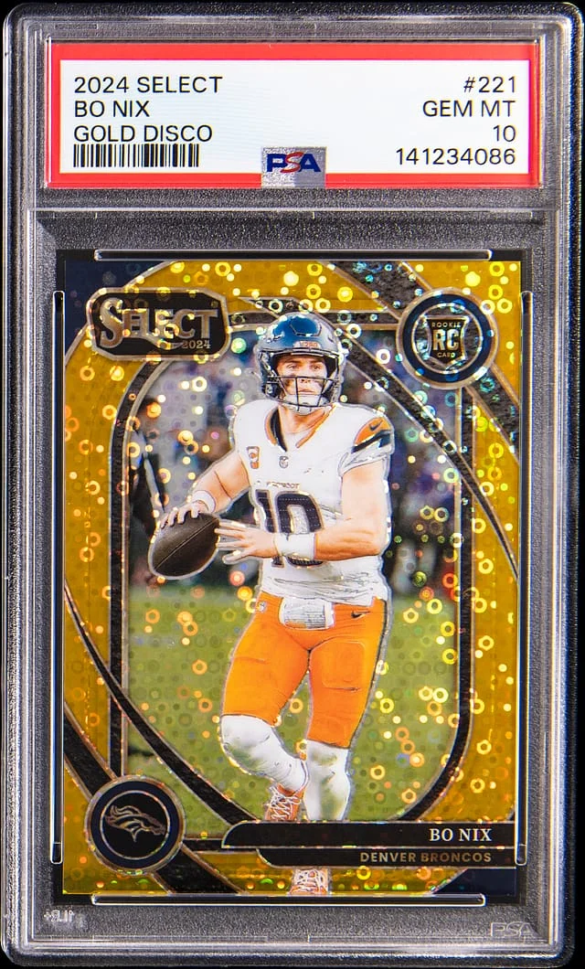 2024 Panini Select Bo Nix Gold Disco #221 card image