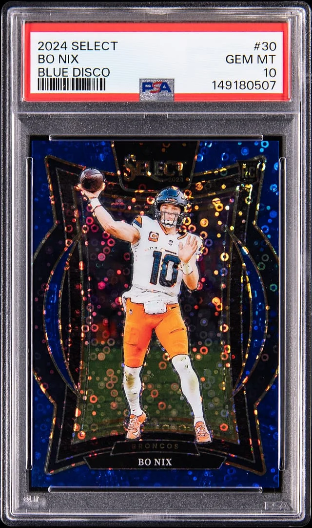 2024 Panini Select Bo Nix Blue Disco #30 card image