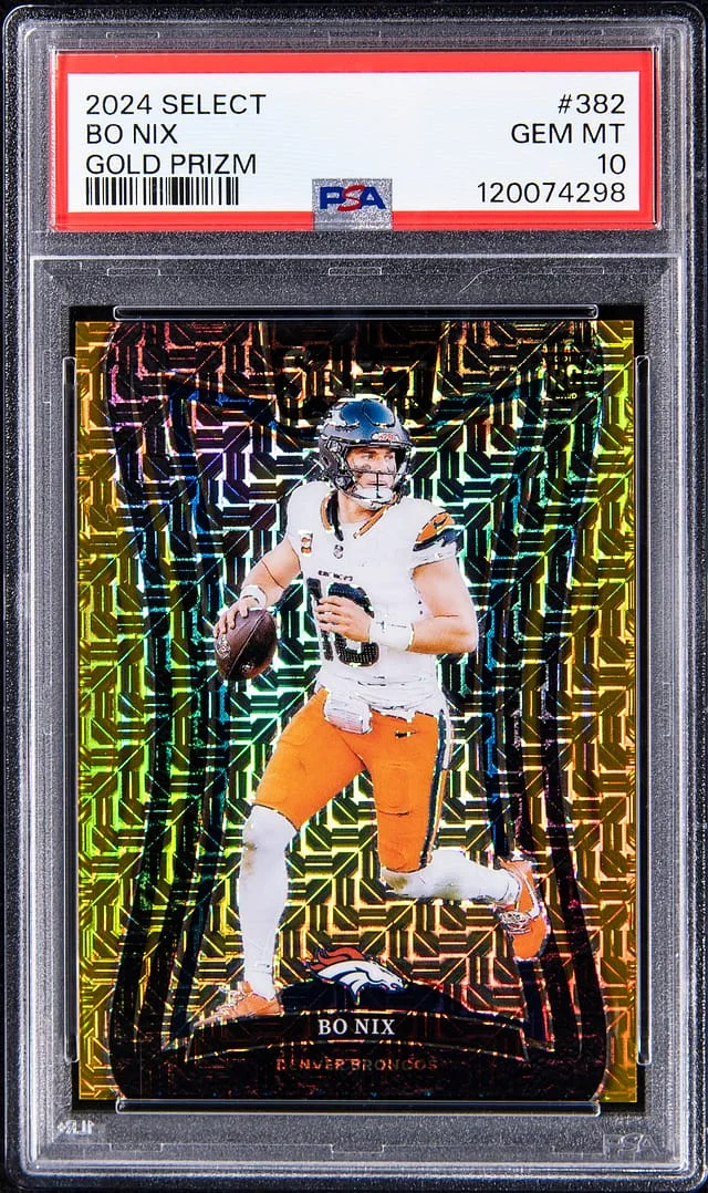 2024 Panini Select Bo Nix Gold Prizm #382 card image