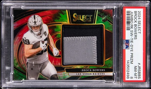 2024 Panini Select Brock Bowers Jumbo Swatch Tie-Dye Prizm #JRS-BBS card image