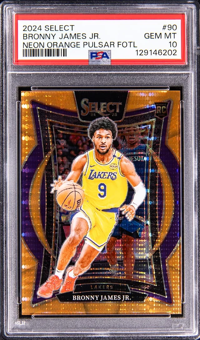 2024 Panini Select Bronny James Jr. Neon Orange Pulsar FOTL #90 card image