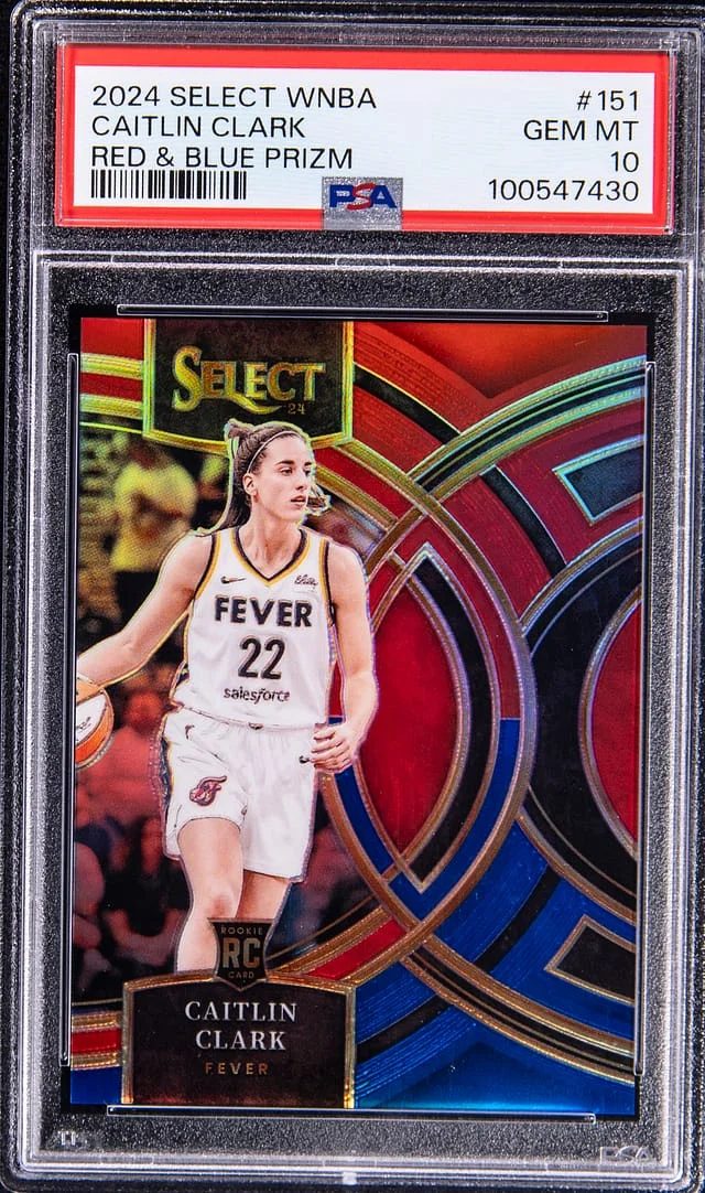 2024 Panini Select Caitlin Clark WNBA Red & Blue Prizm #151 card image