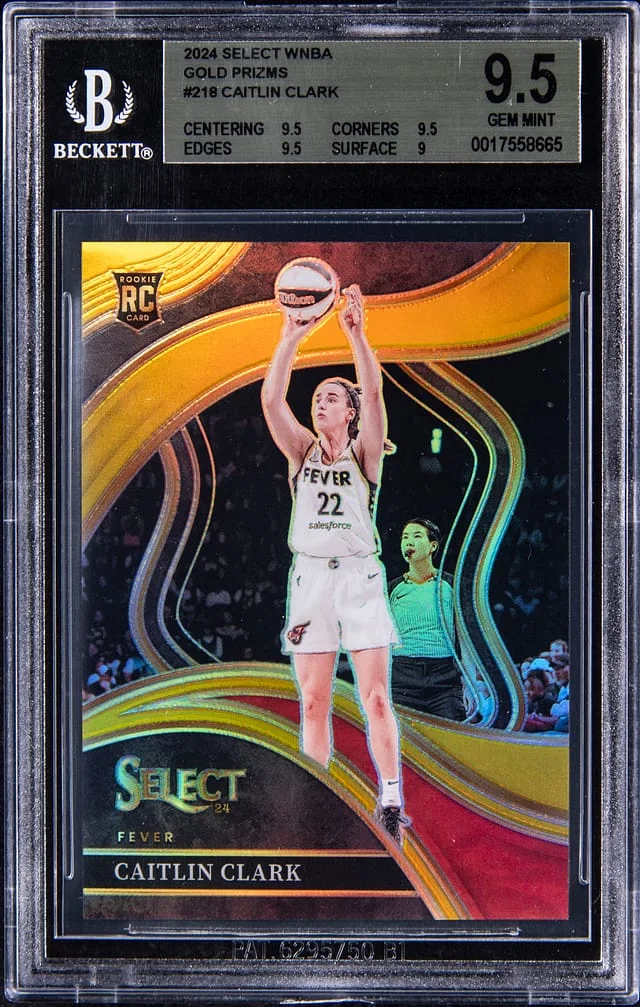 2024 Panini Select Caitlin Clark WNBA Gold Prizm #218 card image