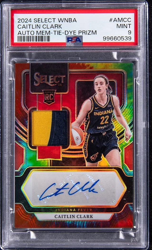 2024 Panini Select Caitlin Clark Autograph Memorabilia Purple Prizm #AM-CC card image