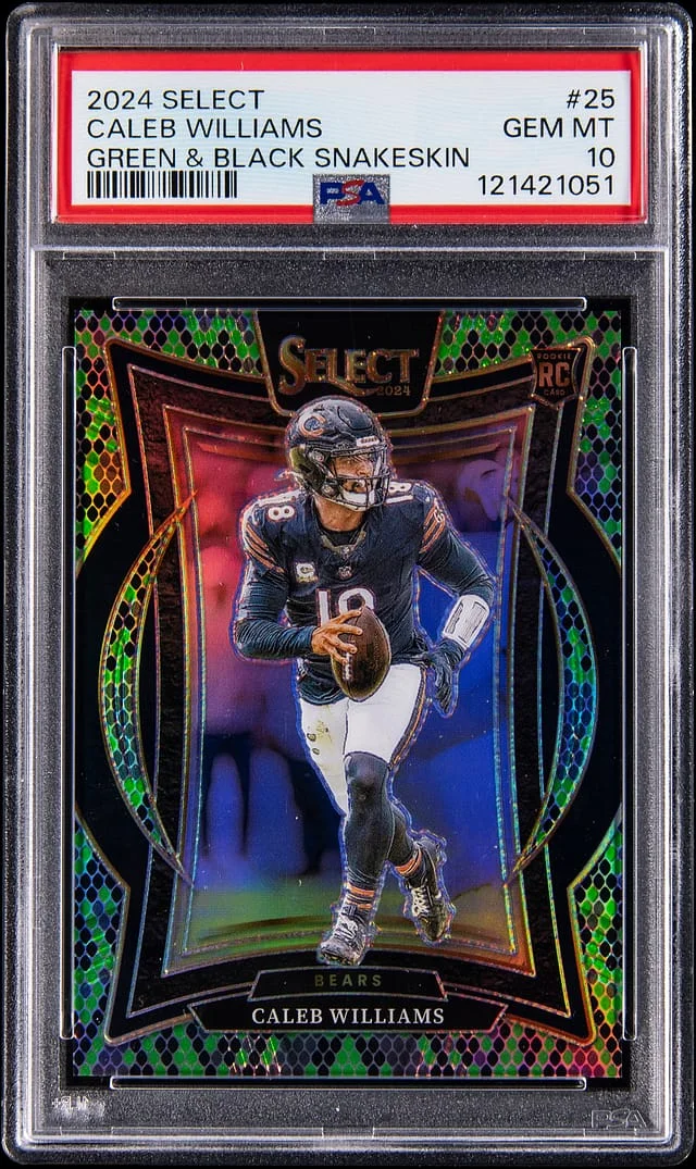 2024 Panini Select Caleb Williams Green & Black Snakeskin Prizm #25 card image