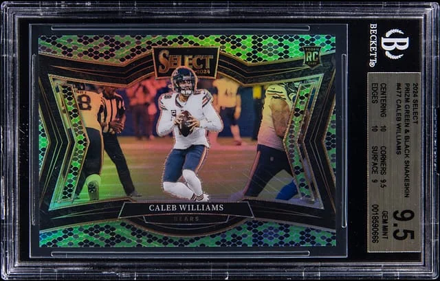 2024 Panini Select Caleb Williams Field Level Green & Black Snakeskin Prizm #477 card image