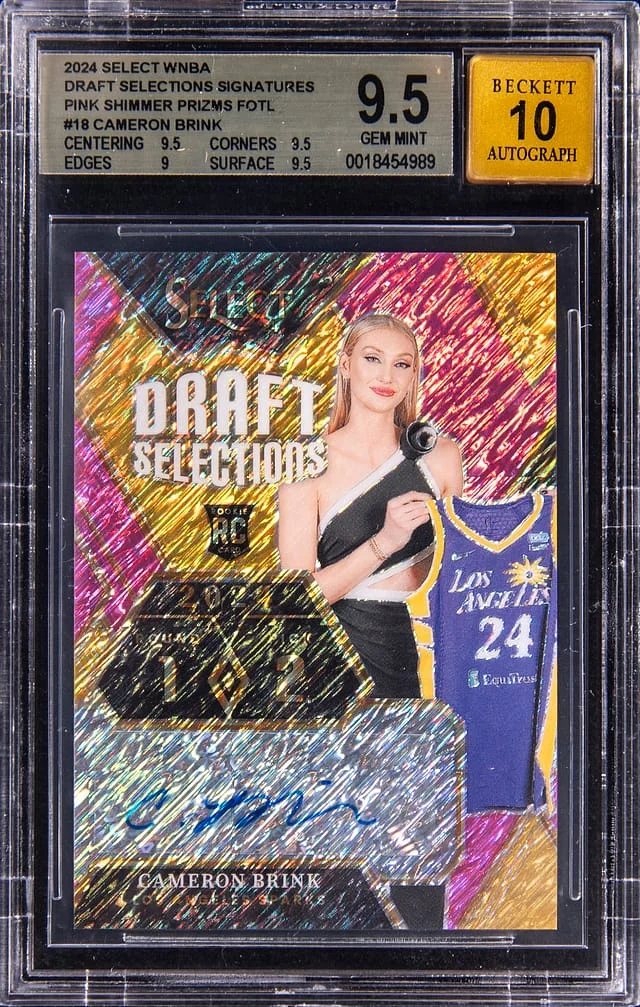 2024 Panini Select Cameron Brink WNBA Draft Selections Signatures Pink Shimmer Prizms FOTL #18 card image