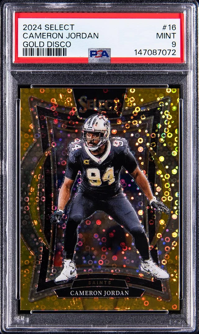 2024 Panini Select Cameron Jordan Gold Disco Prizm #16 card image