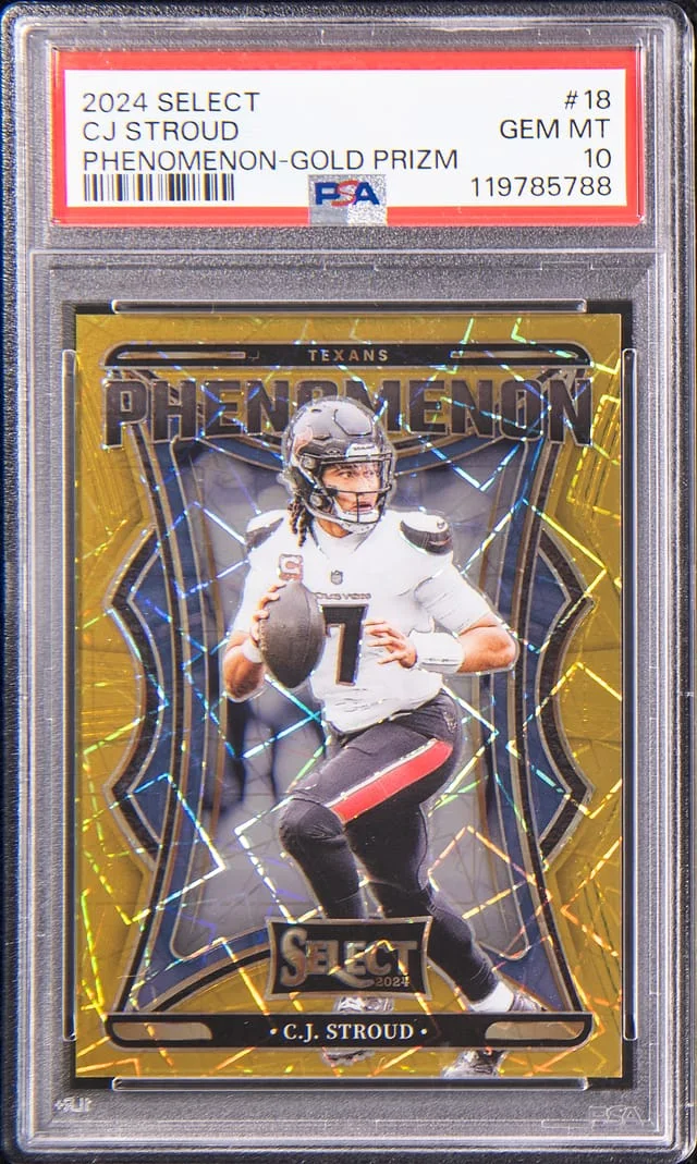 2024 Panini Select C.J. Stroud Phenomenon Gold Prizm #18 card image