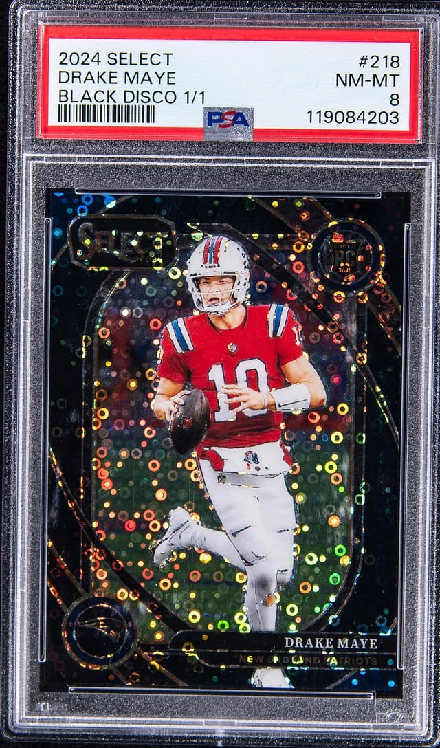 2024 Panini Select Drake Maye Green & Black Snakeskin Prizm #218 card image