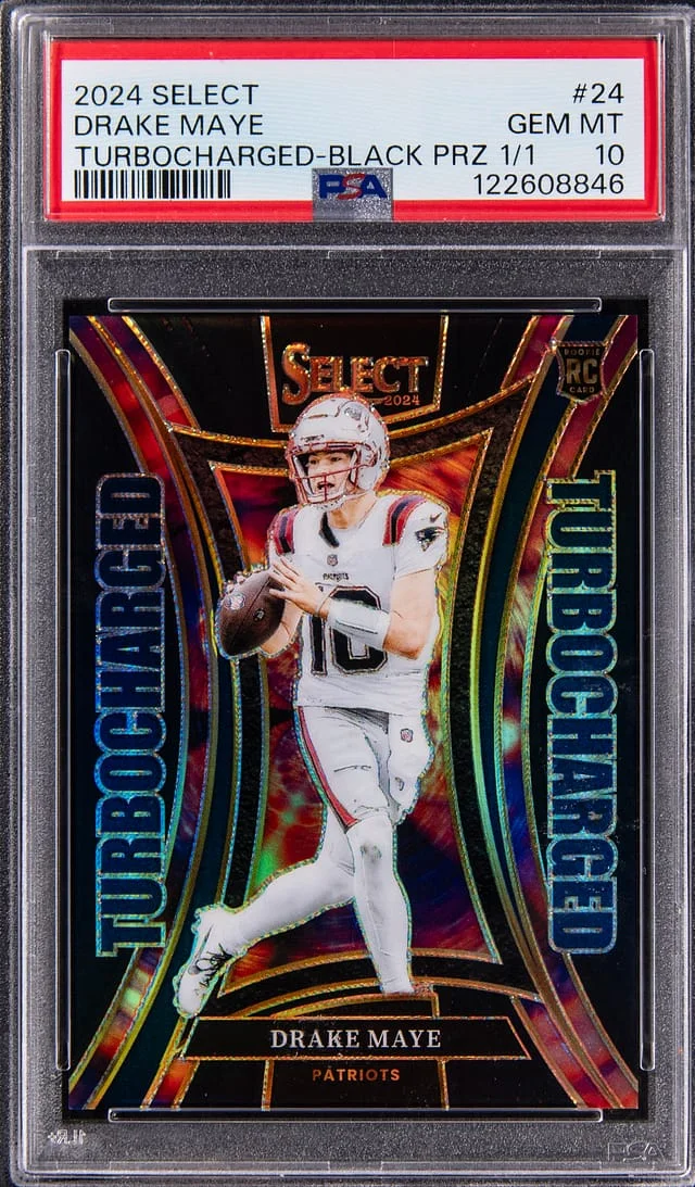 2024 Panini Select Drake Maye Turbocharged Black Prizm #24 card image