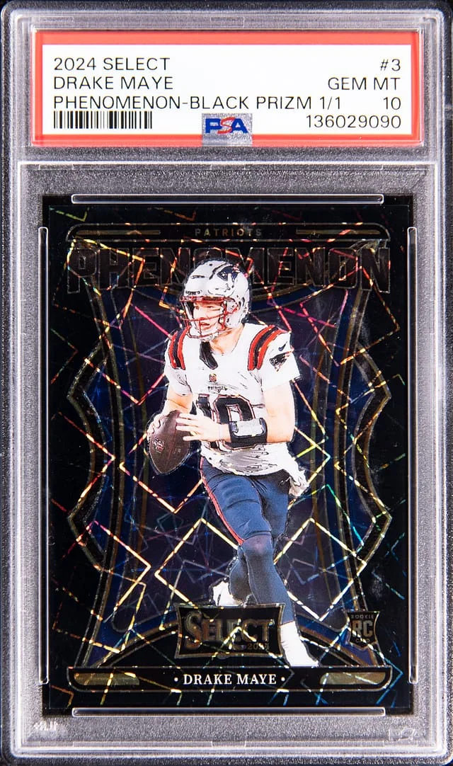 2024 Panini Select Drake Maye Phenomenon Black Prizm #3 card image