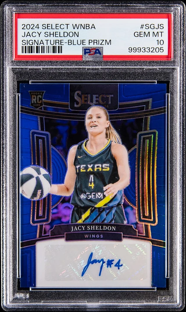 2024 Panini Select Jacy Sheldon WNBA Signature Blue Prizm #SG-JS card image