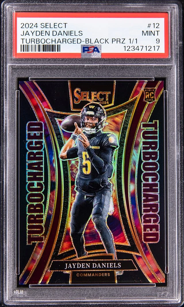 2024 Panini Select Jayden Daniels Starcade Black Prizm #12 card image