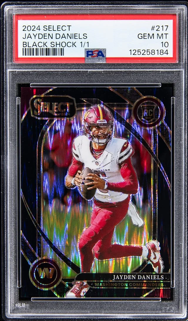 2024 Panini Select Jayden Daniels Black Shock Prizm #217 card image