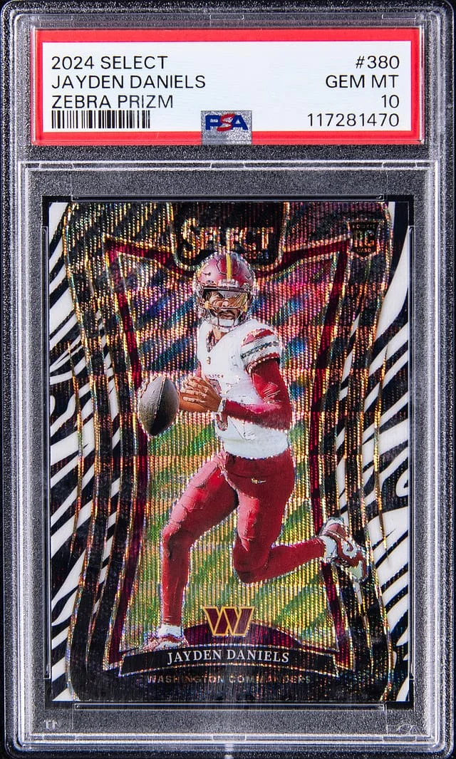 2024 Panini Select Jayden Daniels Zebra Prizm #380 card image