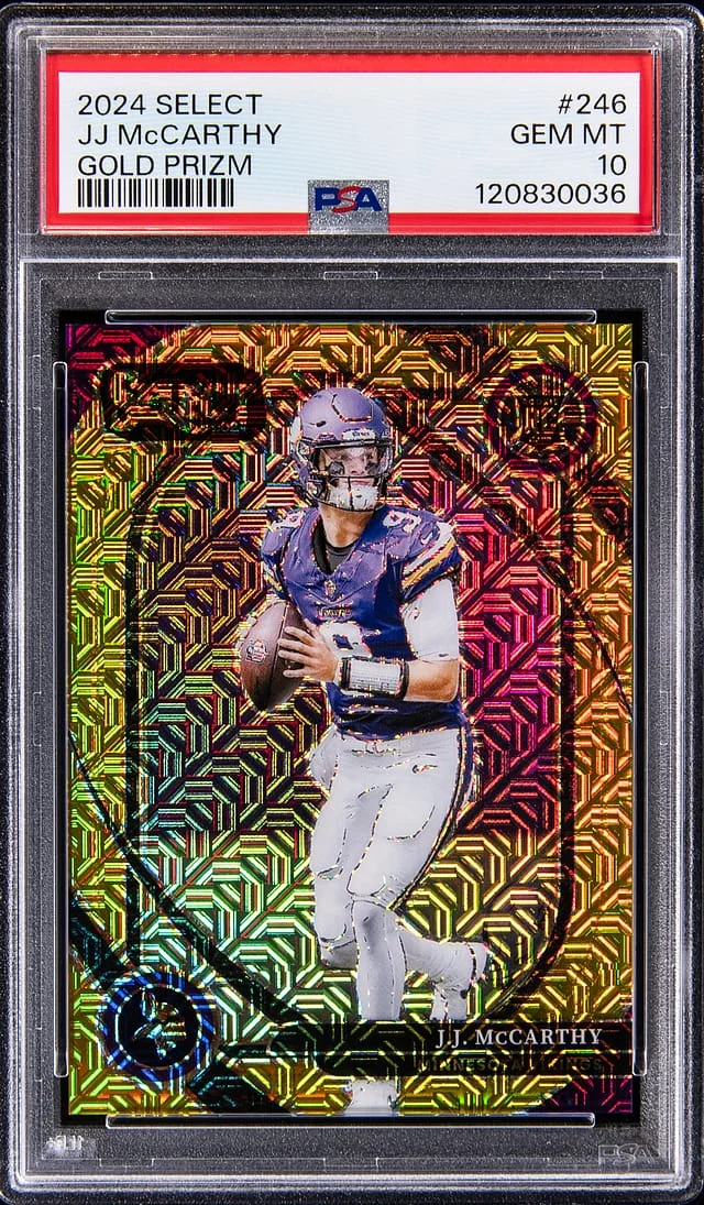 2024 Panini Select J.J. McCarthy Gold Prizm #246 card image