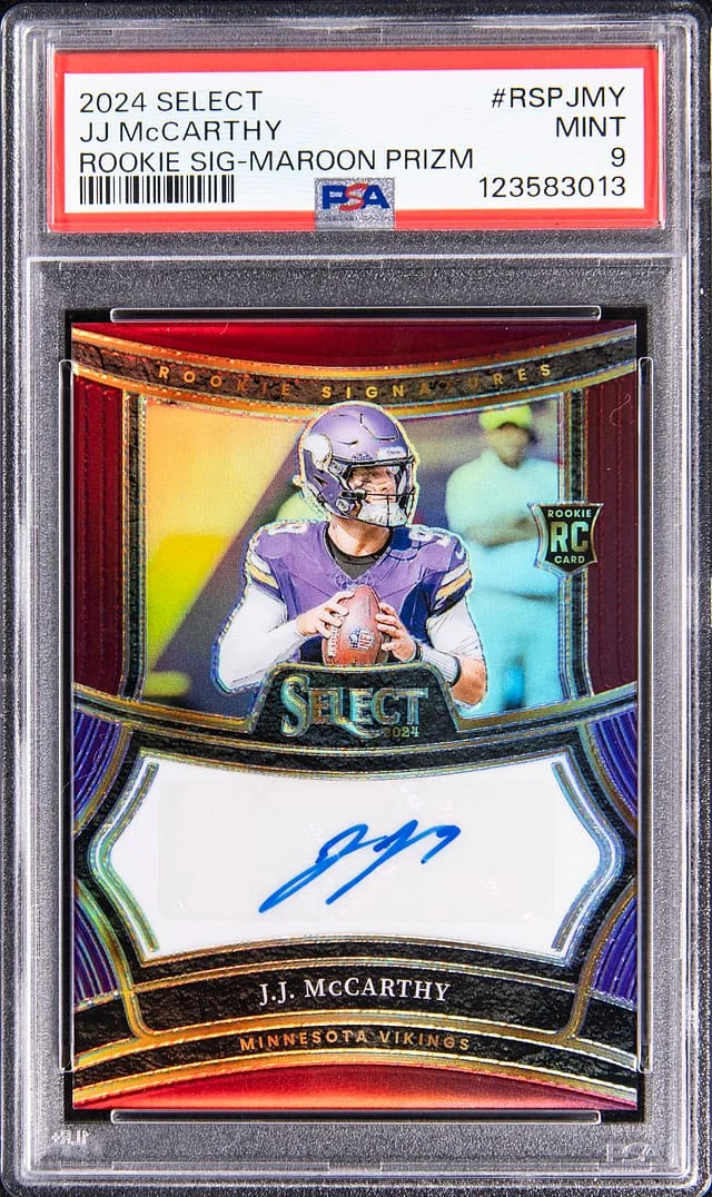 2024 Panini Select JJ McCarthy Signature Maroon Prizm #RSP-JMY card image